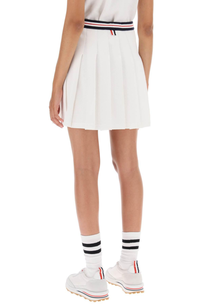 Shop Thom Browne Pleated Mini Skirt In Testurized Cotton Knit In White