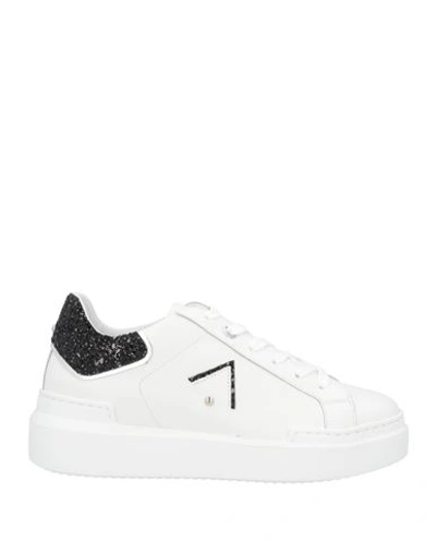 Shop Ed Parrish Woman Sneakers White Size 8 Soft Leather, Textile Fibers