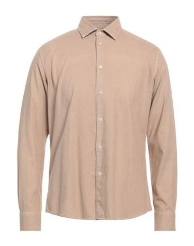 Shop Altea Man Shirt Light Brown Size M Cotton In Beige