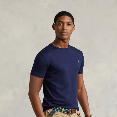Shop Ralph Lauren Classic Fit Soft Cotton Crewneck T-shirt In Refined Navy