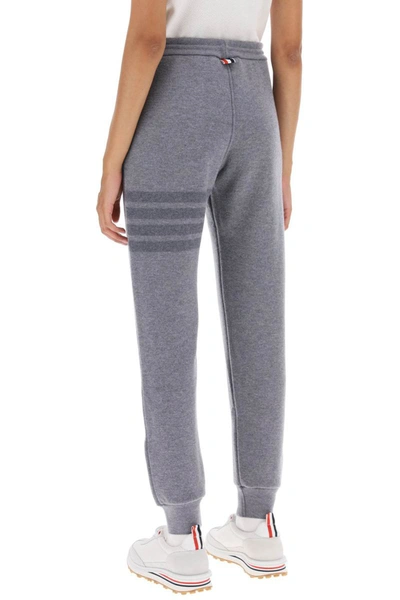 Shop Thom Browne Knitted Joggers With 4-bar Motif In Grey