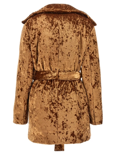 Shop Atlein Crushed Velvet Coats, Trench Coats In Brown