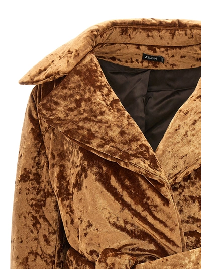 Shop Atlein Crushed Velvet Coats, Trench Coats In Brown