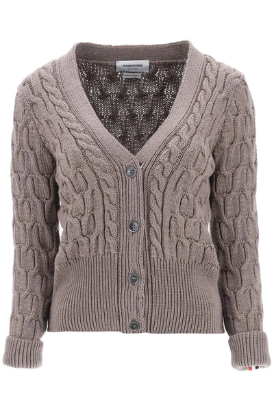 Shop Thom Browne Cable-knit Cardigan