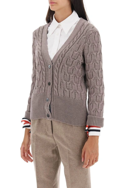 Shop Thom Browne Cable-knit Cardigan