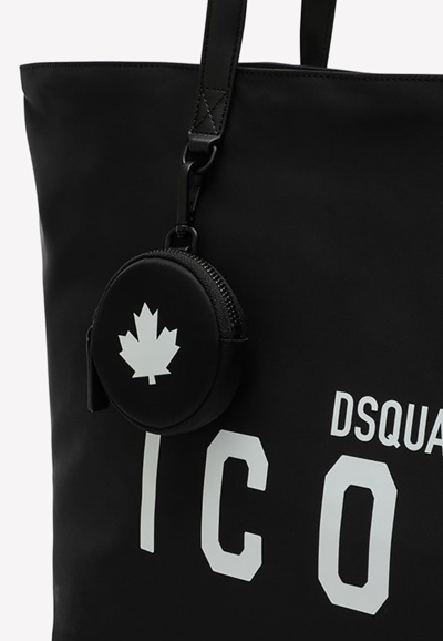 Shop Dsquared2 Be Icon Nylon Tote Bag In Black