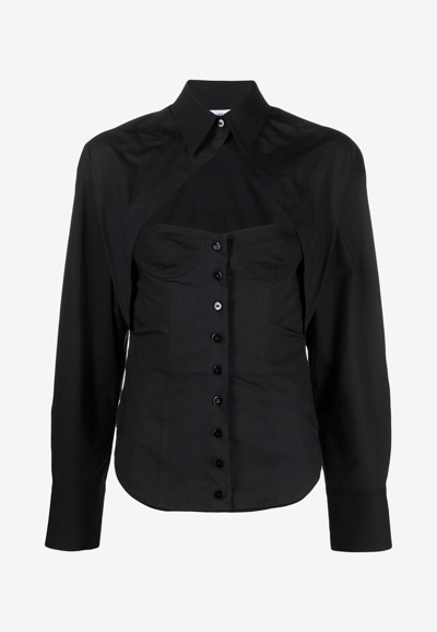 Shop Attico Bustier Long-sleeved Shirt In Black