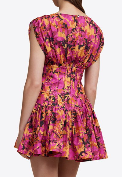 Shop Acler Clifton Floral Print Mini Dress In Multicolor