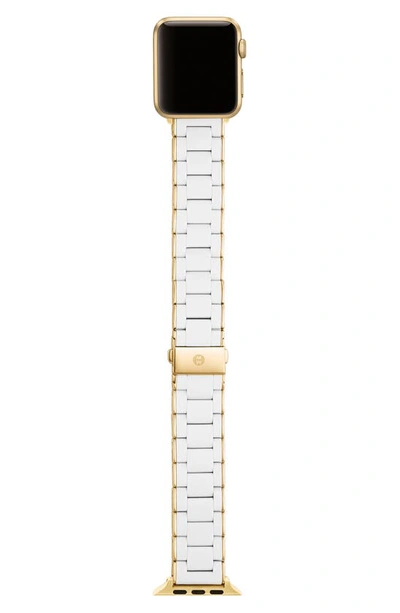 Shop Michele Silicone 20mm Apple Watch® Watchband In Gold/white