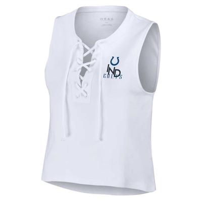 Shop Wear By Erin Andrews White Indianapolis Colts Lace-up Tank Top