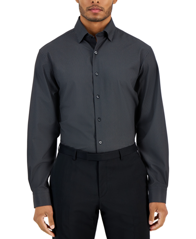 Shop Alfani Men's Regular-fit Maple Geo-print Dress Shirt, Created For Macy's In Black