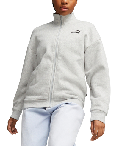Shop Puma Women's Active Full-zip Long-sleeve Dropped-shoulder Sweatshirt In Gray