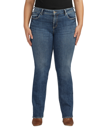 Shop Silver Jeans Co. Plus Size Elyse Mid Rise Bootcut Jeans In Indigo