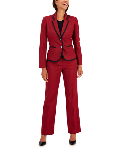 Le Suit Women's Houndstooth Framed Double-button Jacket & Straight