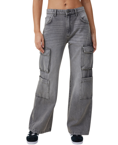 Shop Cotton On Women's Cargo Wide Leg Jeans In Shadow Gray