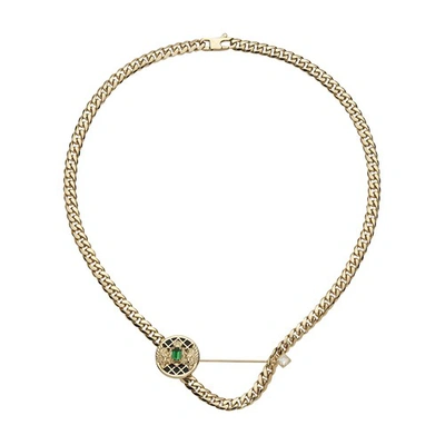 Shop Balmain Emblem Tie Pin Necklace In Gold