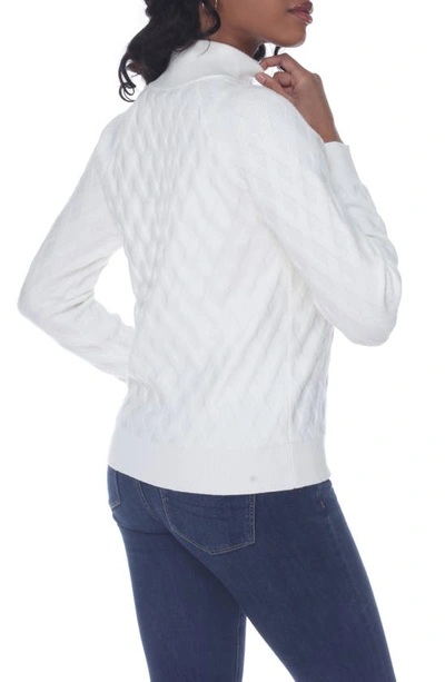 Shop Rain And Rose Lattice Cable Knit Sweater In Ivory