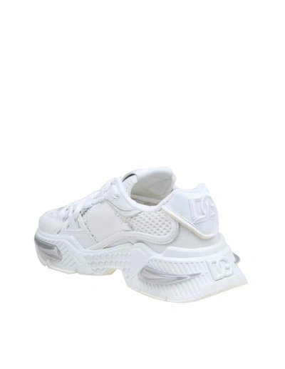 Shop Dolce & Gabbana Mesh Sneakers With Calfskin, Suede And Rubber Details In White