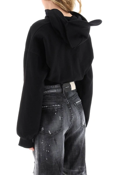 Dsquared2 Cropped Hoodie With Baseball Cap In Black