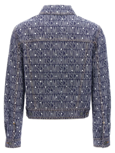 Moschino 'studded Collar' Jacket With Pockets In Blue