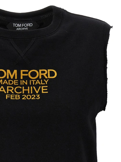 Shop Tom Ford Logo Print Top In Black