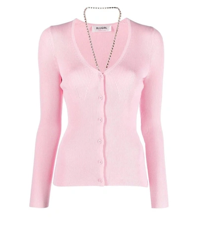 Shop Blugirl Pink Cardigan With Rhinestones