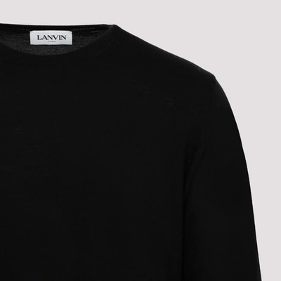 Shop Lanvin Merino Wool Crew Neck Sweater In Black