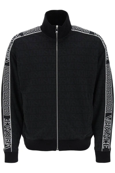 Shop Versace Techno  Allover Track Sweatshirt In Black