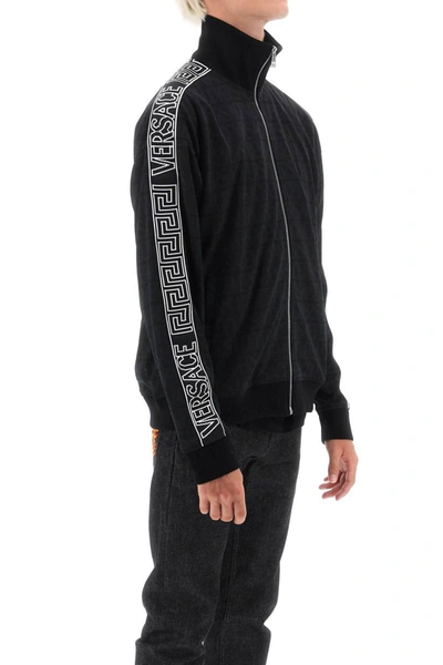 Shop Versace Techno  Allover Track Sweatshirt In Black