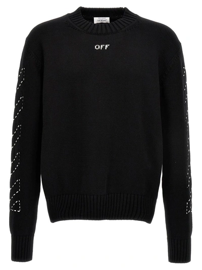 Shop Off-white 'stitch Arrow Diags' Sweater In White/black