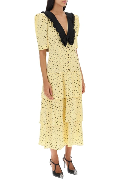 Shop Alessandra Rich Floral Dress With Contrasting Collar