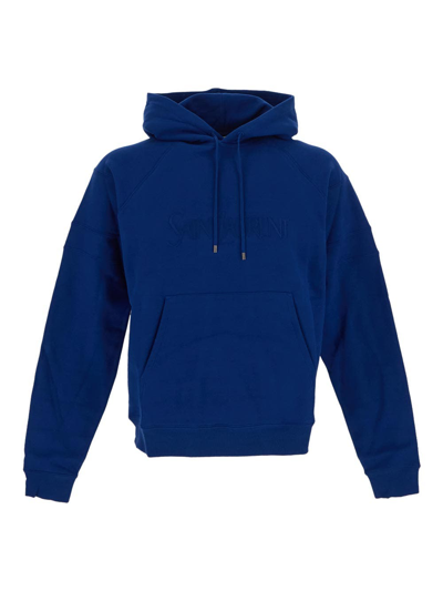 Shop Saint Laurent Cotton Sweatshirt In Blue