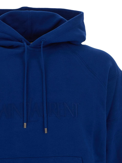 Shop Saint Laurent Cotton Sweatshirt In Blue