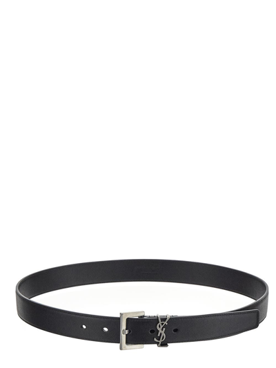 Saint Laurent Monogram Square-Buckle Belt - Black