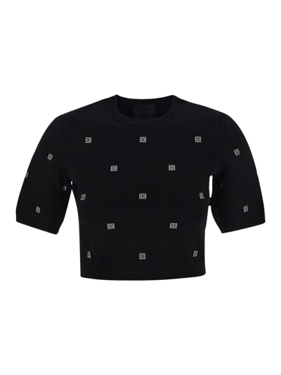 Shop Givenchy Logo Cropped Top In Black