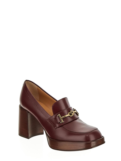 Shop Tod's Heeled Loafers In Burgundy