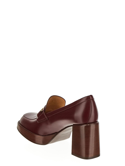 Shop Tod's Heeled Loafers In Burgundy