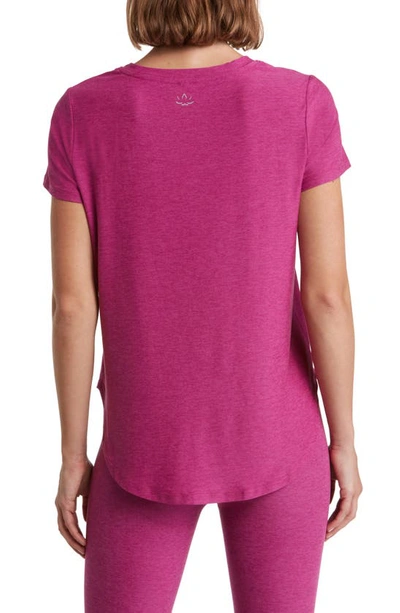 Shop Beyond Yoga On The Down Low T-shirt In Magenta Heather