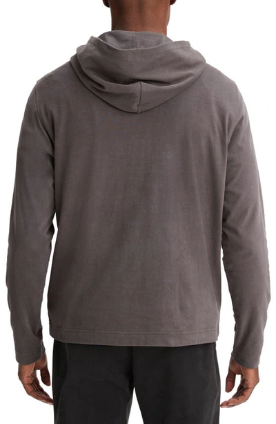 Shop Vince Long Sleeve Sueded Jersey Hoodie In Anchor Grey