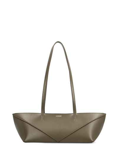 Shop Loewe Cropped Puzzle Fold Bag In Green