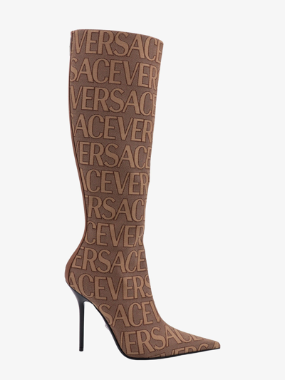 Shop Versace Woman Boots Woman Brown Boots