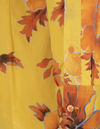 Shop Etro Shirt With Orange Floral Print In Yellow
