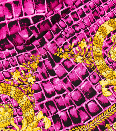 Shop Versace Baroccodile Cotton-blend Jersey Leggings In Multicoloured
