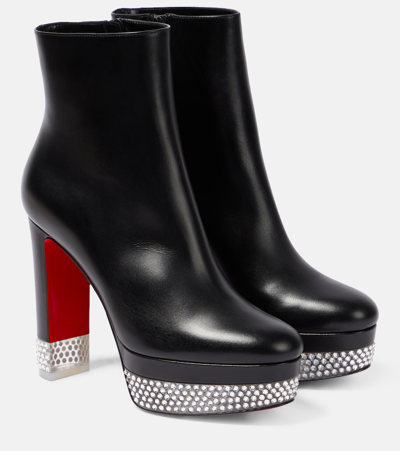 Shop Christian Louboutin Cassandribooty Leather Ankle Boots In Black