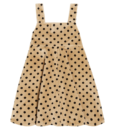 Paade Mode Polka-dot Cotton Corduroy Dress In Beige
