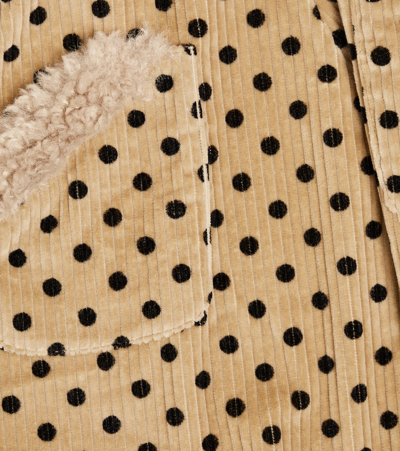 Paade Mode Polka-dot Cotton Corduroy Dress In Beige