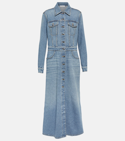 Shop Chloé Denim Maxi Dress In Blue