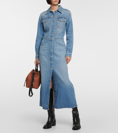 Shop Chloé Denim Maxi Dress In Blue