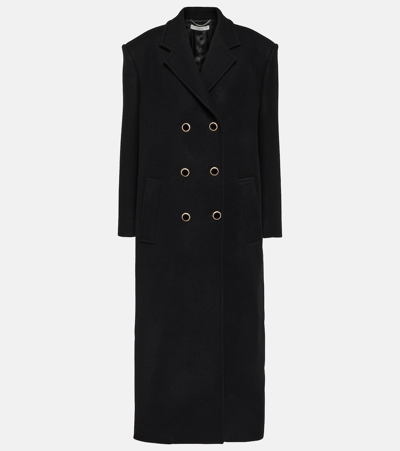 Shop Alessandra Rich Double-breasted Virgin Wool Coat In Black