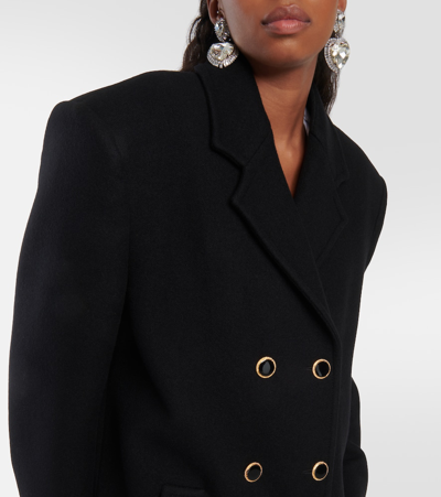 Shop Alessandra Rich Double-breasted Virgin Wool Coat In Black